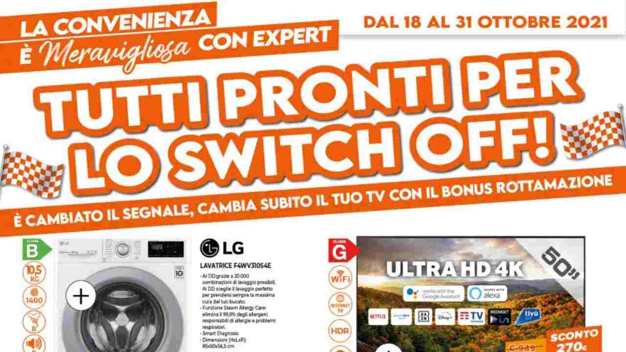 Volantino Expert "Tutti Pronti per lo SwitchOff", sconti e offerte su tantissime TV