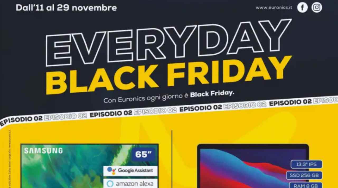 Euronics rilancia il volantino "Everyday Black Friday" con l'episodio 2, fino al 29 Novembre