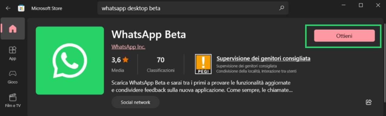 Schermata Download Microsoft Store