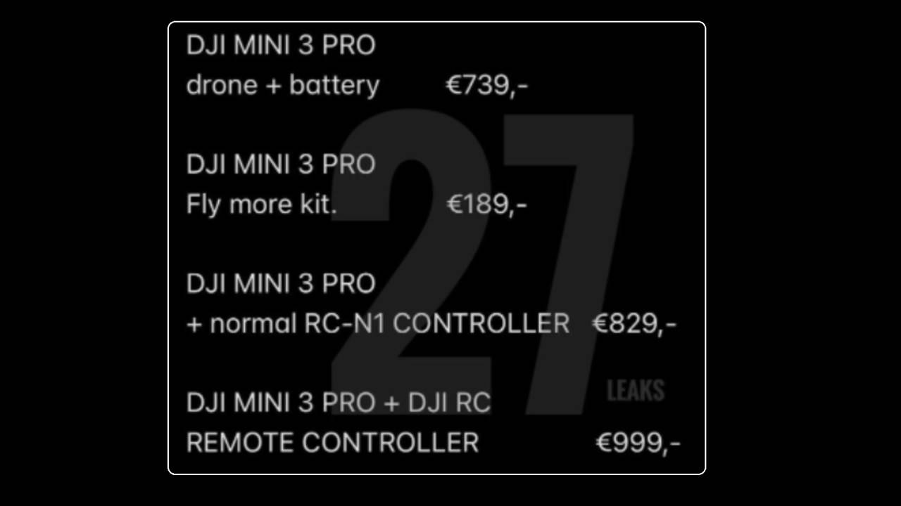 Prezzi Europa DJI Mini 3 Pro