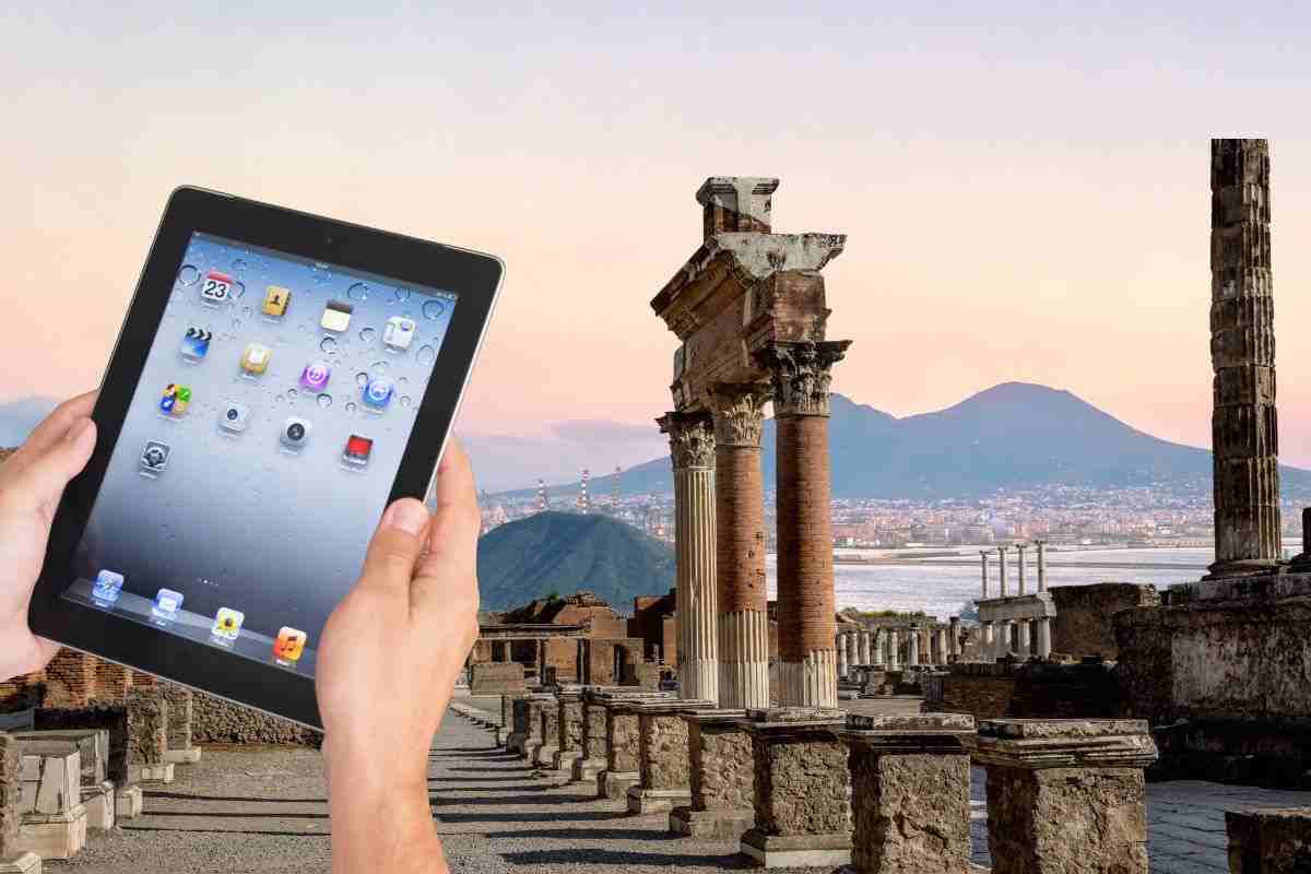 un ipad tra gli scavi di pompei